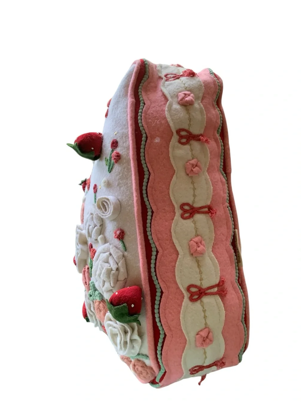 World Market Pink Multicolor Felt Cake Wedge Shaped Throw Pillow